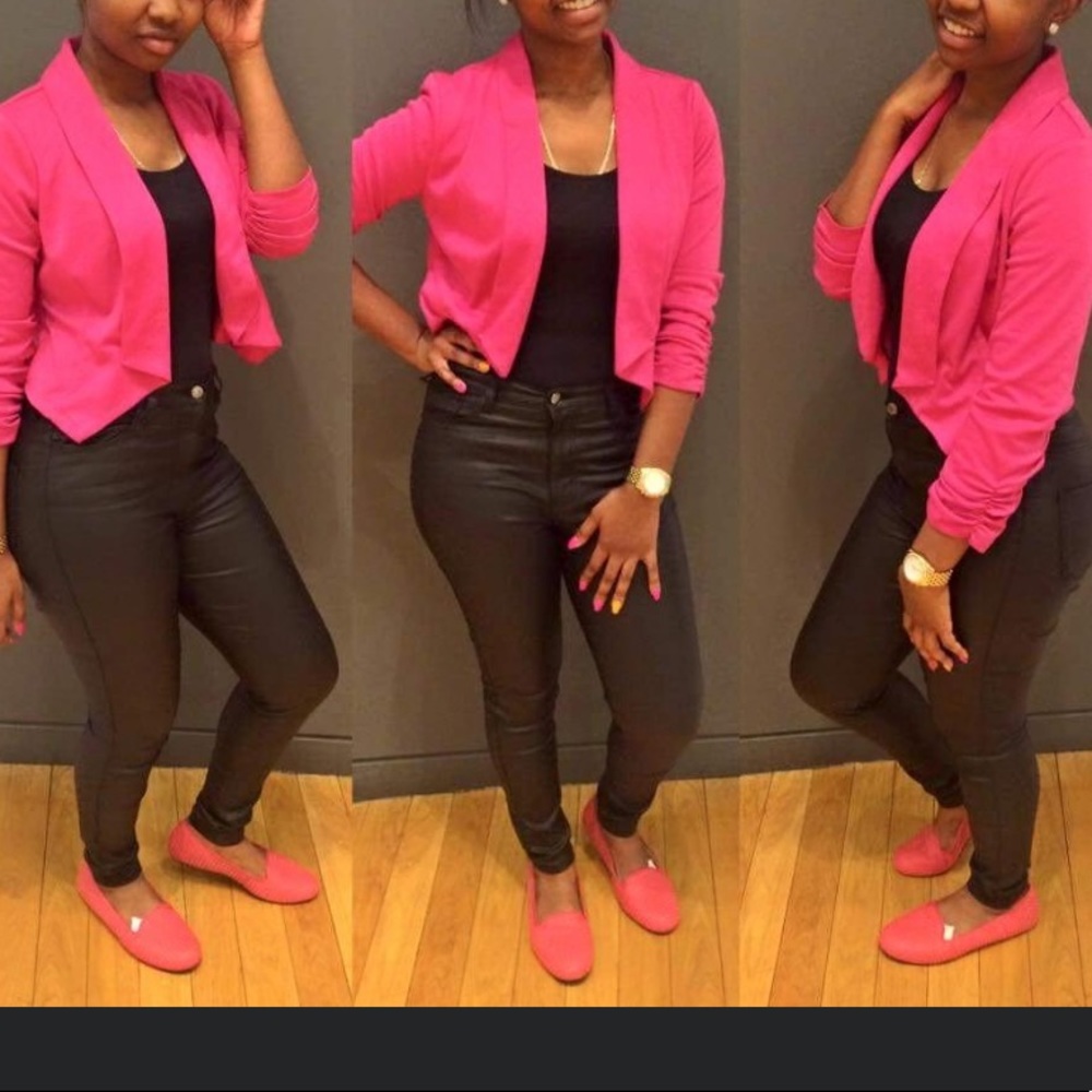 Pink crop Blazer